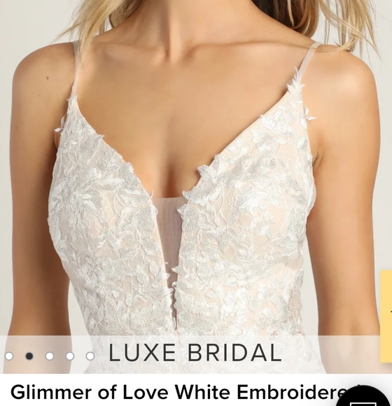 Lulu's Glimmer of Love White Maxi Dress Sz 4 - Picture 3 of 7